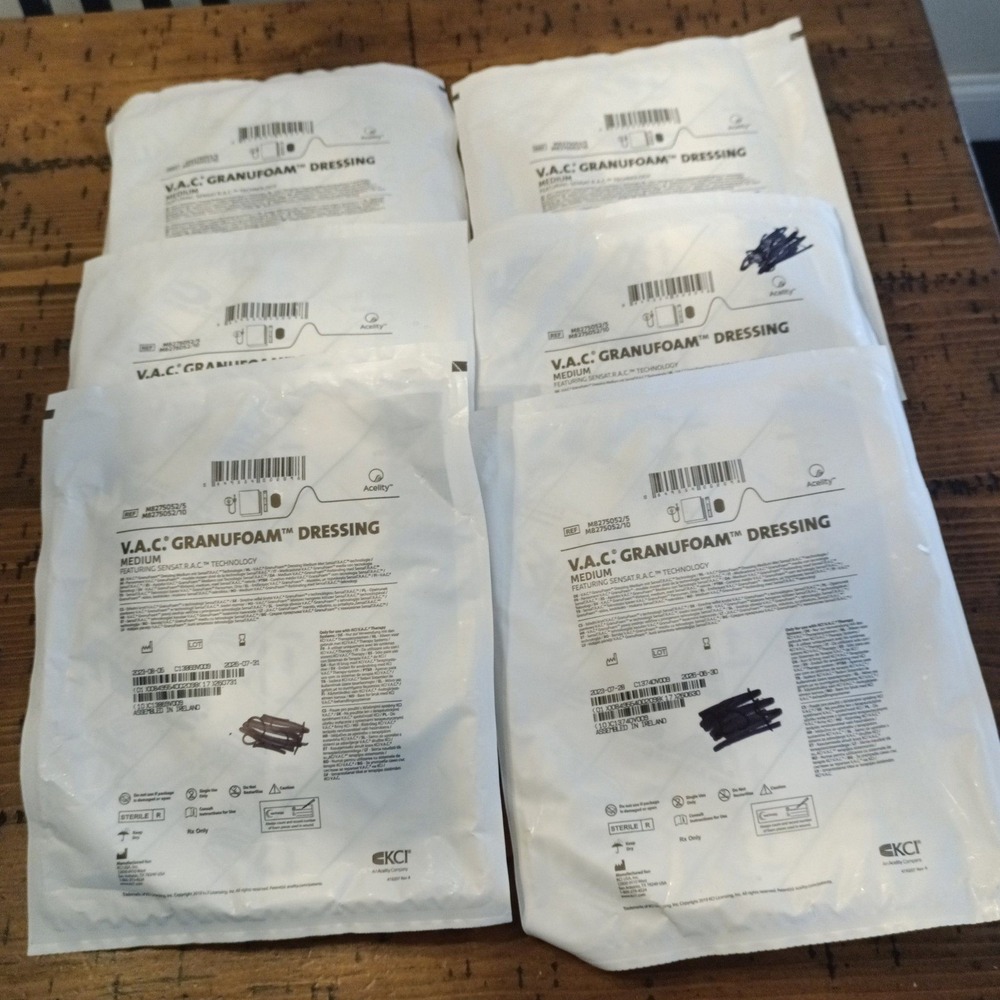 Lot of 6 KCI V.A.C. GranuFoam Dressing Medium SensaT.R.A.C. Technology Sealed